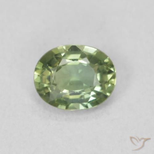 0.40ct 天然 薄いセージグリーン サファイア, 楕円形, VVS