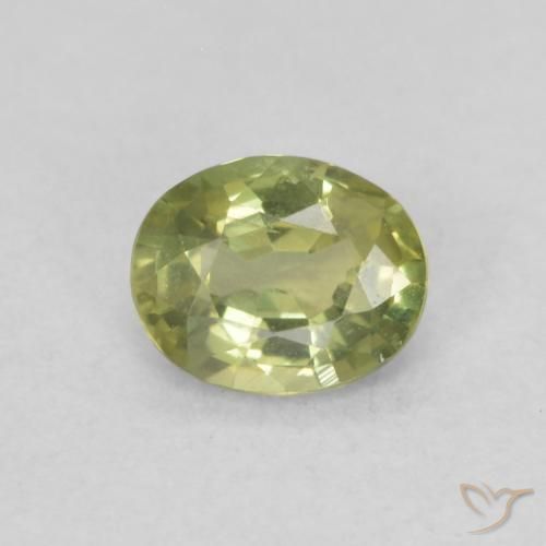0.44ct 天然 イエローグリーン サファイア, 楕円形, VS