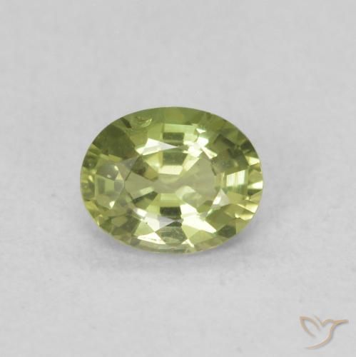 0.39ct 天然 イエローグリーン サファイア, 楕円形, VS