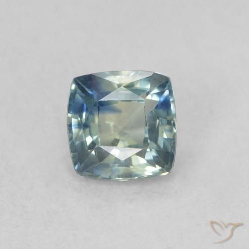 0.44ct 天然 緑がかったブルー サファイア, クッション, VS
