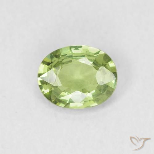 0.38ct 天然 イエローグリーン サファイア, 楕円形, VVS