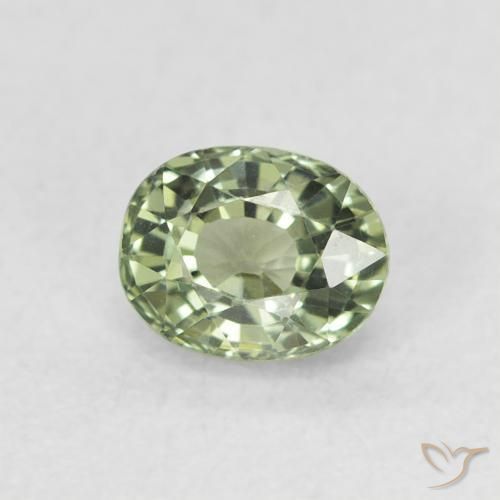0.66ct 天然 灰色がかった緑 サファイア, 楕円形, VVS