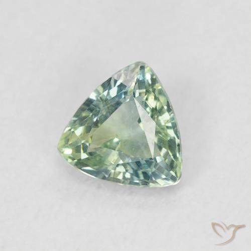 0.50カラットの天然Medium Light Greenサファイア、トリリオン、VVS-VS