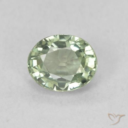 0.59ct 天然 薄いグリーン サファイア, 楕円形, VVS-VS
