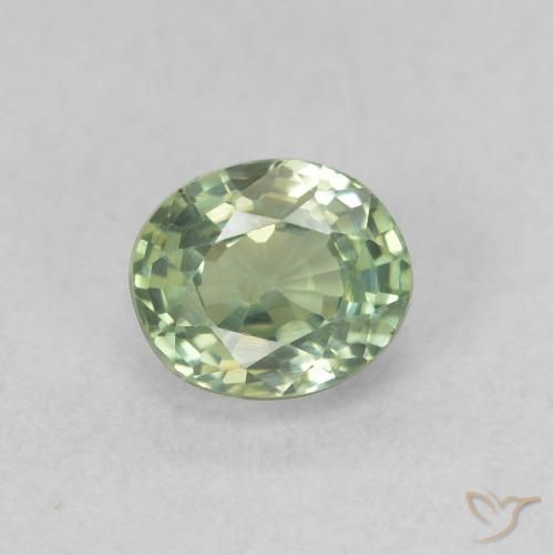 0.60ct 天然 ライトグリーン サファイア, 楕円形, VVS-VS