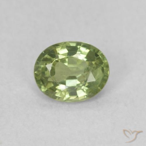 0.42ct 天然 ウォームグリーン サファイア, 楕円形, VVS-VS