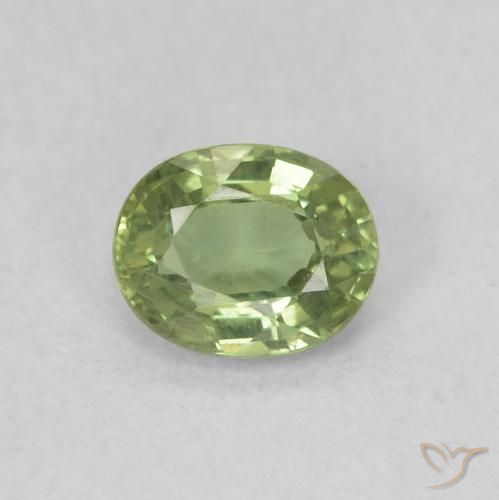 0.45ct 天然 ウォームグリーン サファイア, 楕円形, VVS-VS