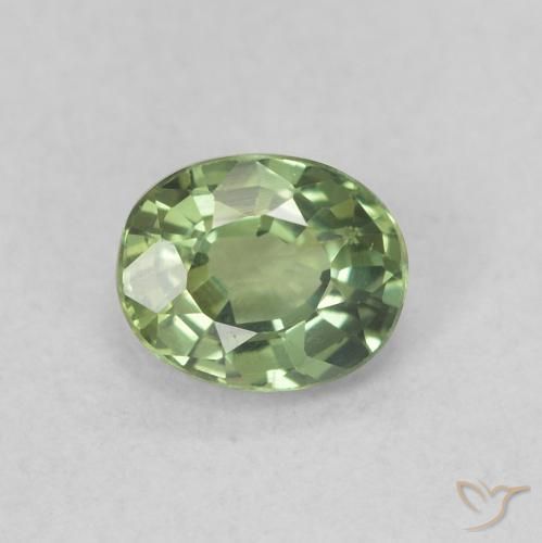 0.56ct 天然 薄いセージグリーン サファイア, 楕円形, VVS-VS