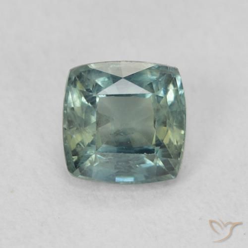 0.71ct 天然 ミディアムブルーグリーン サファイア, クッション, VS