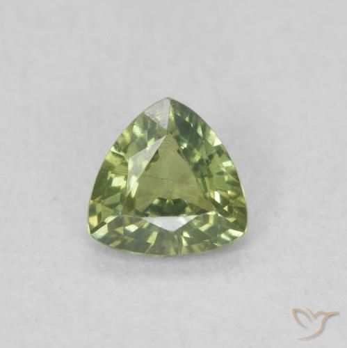 0.35ct 天然 黄みがかったグリーン サファイア, トリリオン, VVS-VS