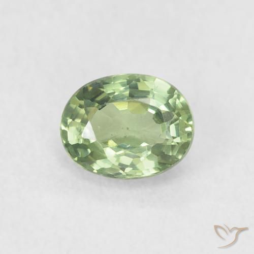 0.57ct 天然 薄いセージグリーン サファイア, 楕円形, VVS-VS