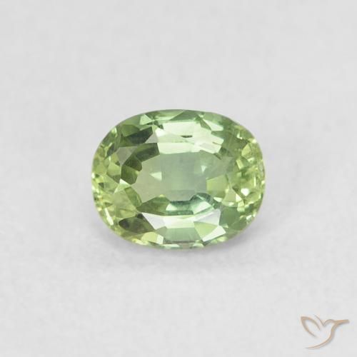 0.44ct 天然 ウォームグリーン サファイア, 楕円形, VVS-VS
