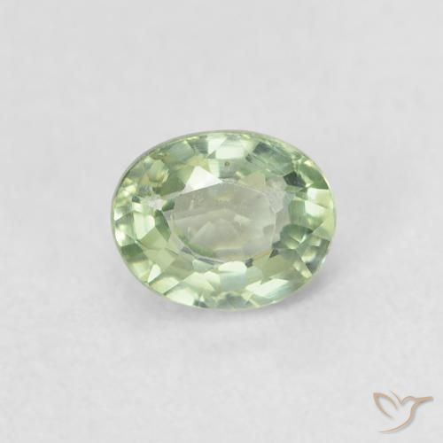 0.60ct 天然 非常に薄い緑 サファイア, 楕円形, VVS-VS