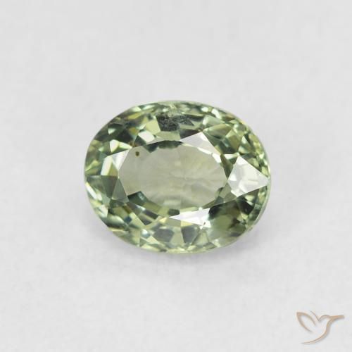 0.60ct 天然 セージグリーン サファイア, 楕円形, VVS-VS