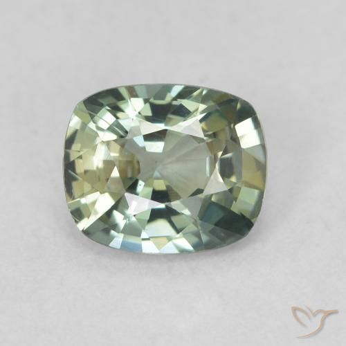 0.69ct 天然 ブルーグリーン サファイア, クッション, VVS-VS
