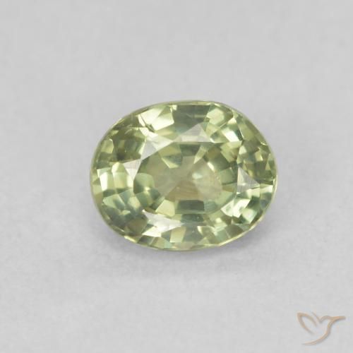 0.53ct 天然 ウォームグリーン サファイア, 楕円形, VS