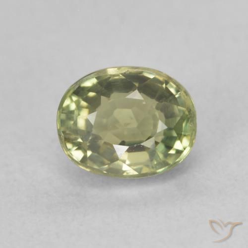 0.76ct 天然 イエローグリーン サファイア, 楕円形, VS