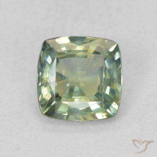 0.72ct 天然 ミディアムブルーグリーン サファイア, クッション, VVS