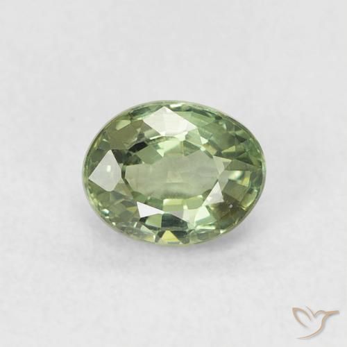 0.62ct 天然 灰色がかった緑 サファイア, 楕円形, VVS