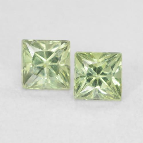0.48ctw 天然 Medium Light Green サファイア, 四角形, VS