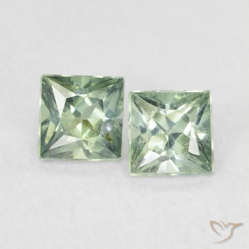 0.44ctw 天然 Medium Light-Green サファイア, 四角形, VS