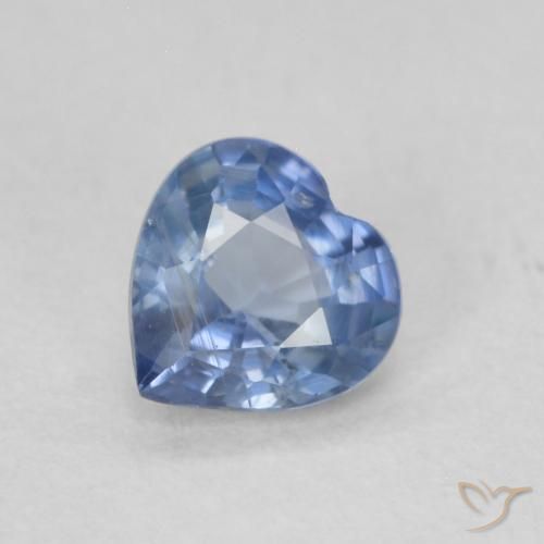 0.49ct 天然 とても薄いブルー サファイア, 心臓, VS