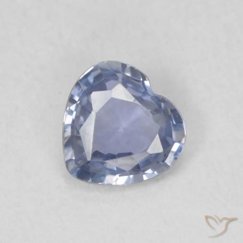 0.42ct 天然 薄いパープルがかったブルー サファイア, 心臓, VVS-VS