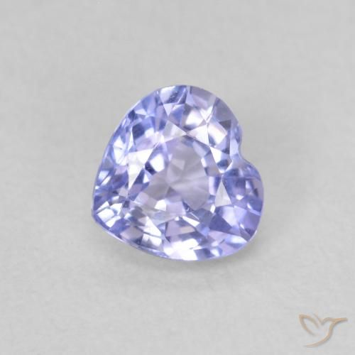 0.58ct 天然 薄いパープルがかったブルー サファイア, 心臓, VVS-VS