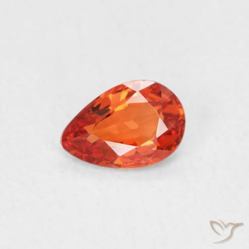 0.42ct 天然 ウォームオレンジ サファイア, 洋梨の形, VVS-VS