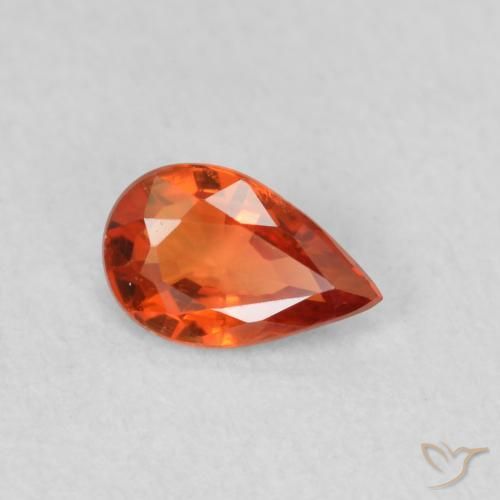 0.44ct 天然 ディープオレンジ サファイア, 洋梨の形, VS