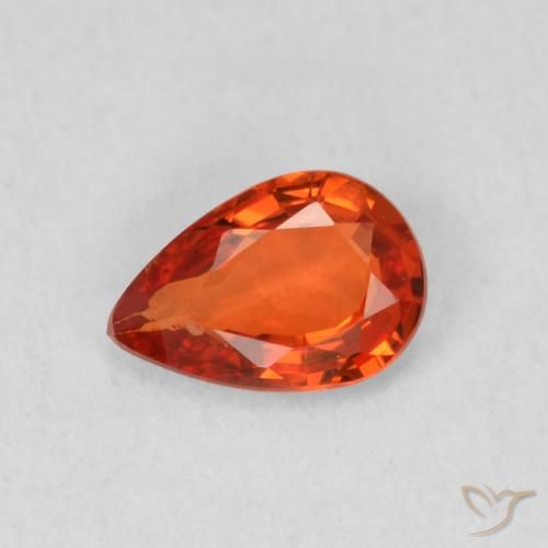 0.49ct 天然 赤みがかったオレンジ サファイア, 洋梨の形, VS