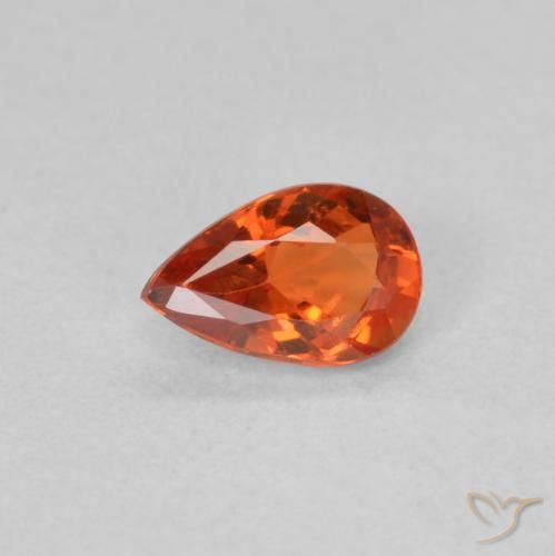 0.46ct 天然 赤みがかったオレンジ サファイア, 洋梨の形, VVS-VS