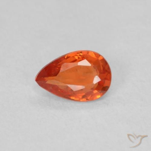 0.40ct 天然 赤みがかったオレンジ サファイア, 洋梨の形, VS