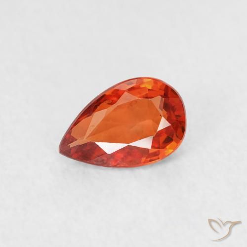0.49ct 天然 赤みがかったオレンジ サファイア, 洋梨の形, VVS