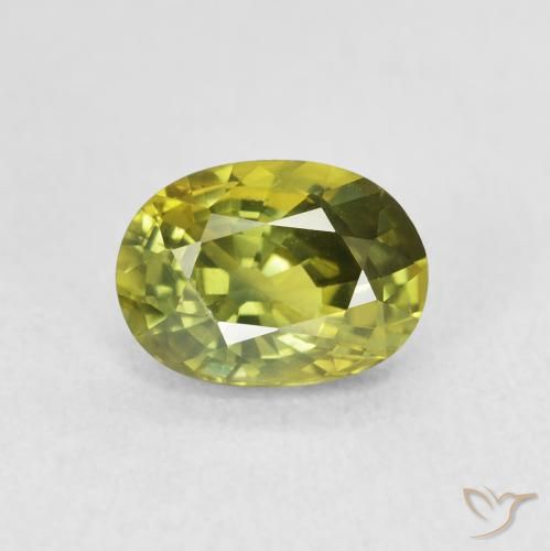 2.04ct 天然 黄みがかったグリーン サファイア, 楕円形, VVS-VS