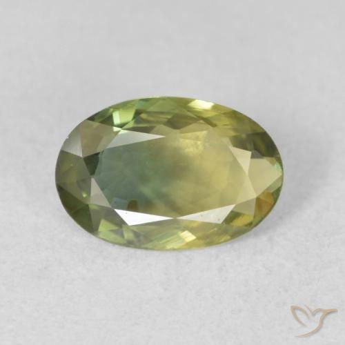 1.24ct 天然 黄みがかったグリーン サファイア, 楕円形, VVS