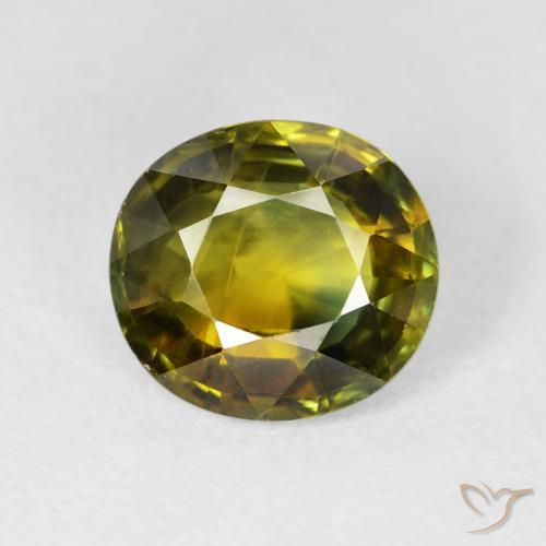 3.42ct 天然 ウォームグリーン サファイア, 楕円形, VS