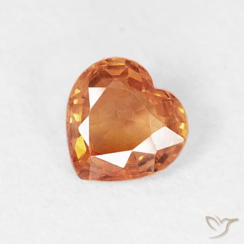 0.41ct 天然 アンバーオレンジ サファイア, 心臓, VVS-VS