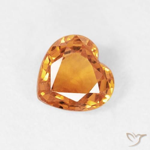 0.43ct 天然 ミディアムオレンジ サファイア, 心臓, VVS-VS