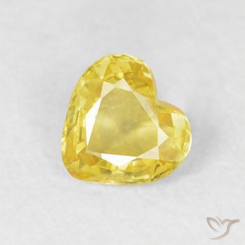 0.43ct 天然 ミディアムイエロー サファイア, 心臓, VVS-VS
