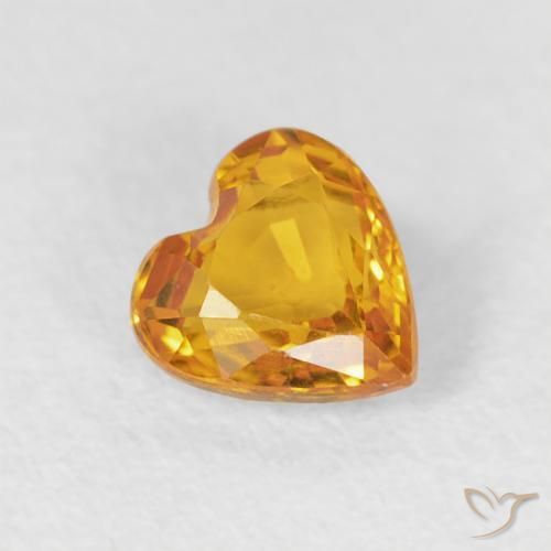 0.51カラットの天然Medium Light-Orangeサファイア、心臓、VVS-VS
