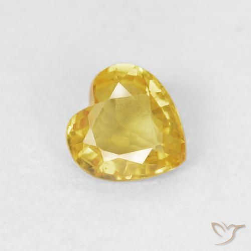 0.42ct 天然 ミディアムイエロー サファイア, 心臓, VS