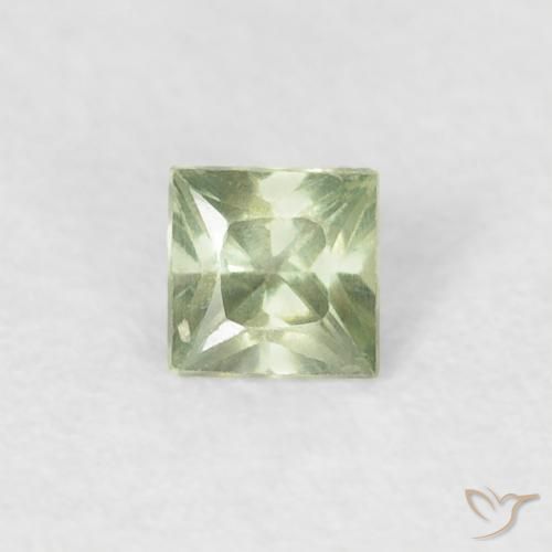 0.20ct 天然 非常に薄いセージグリーン サファイア, 四角形, VS