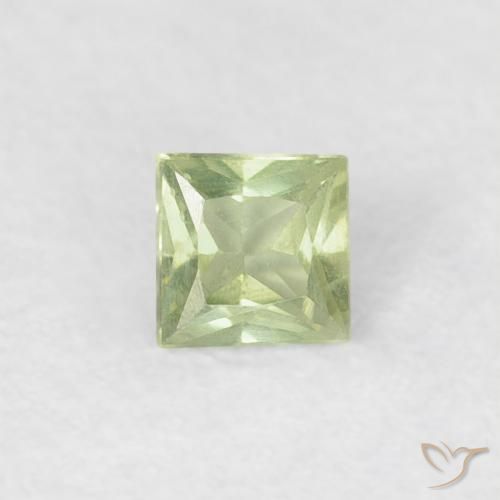 0.18ct 天然 薄いイエローグリーン サファイア, 四角形, VS