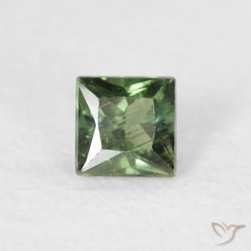 0.20ct 天然 ダークグリーン サファイア, 四角形, VS