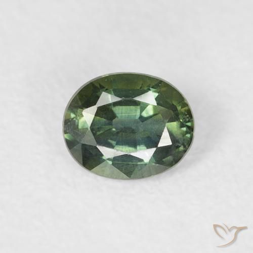 0.38ct 天然 薄いフォレストグリーン サファイア, 楕円形, VS