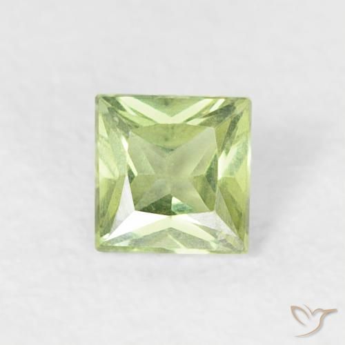 0.20ct 天然 薄いイエローグリーン サファイア, 四角形, VS