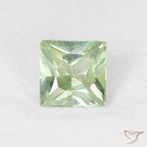 0.18ct 天然 非常に薄い緑 サファイア, 四角形, VS