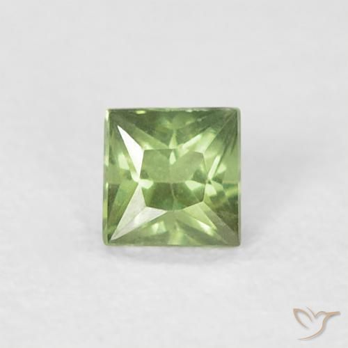 0.20ct 天然 ウォームグリーン サファイア, 四角形, VS