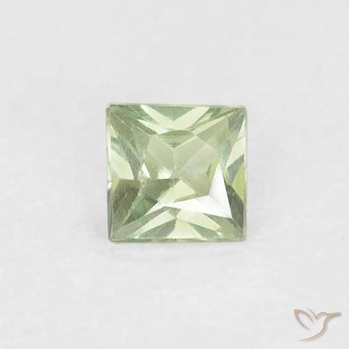 0.18ct 天然 非常に薄いセージグリーン サファイア, 四角形, VS